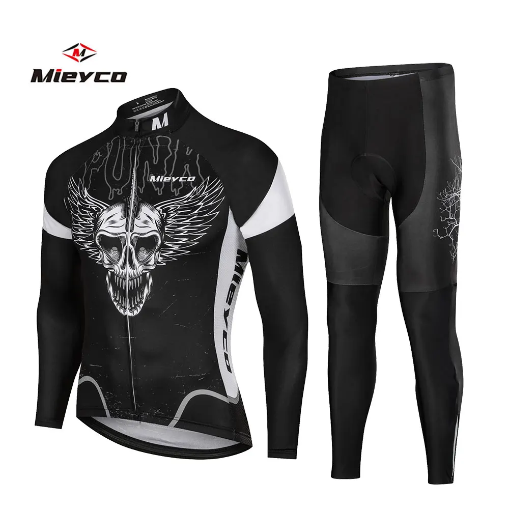 Black Skull Sublimation Printing Cycling Jersey Set 2019 Pro Polyester