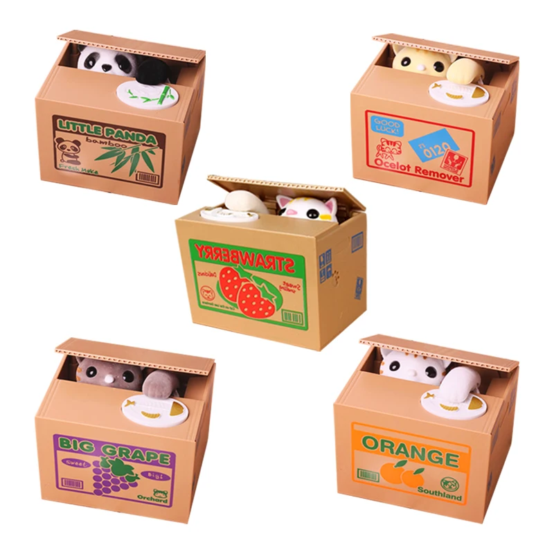 Panda Coin Box Kids Money Bank Automated Cat Thief Money Boxes Toy Gift for Children Coin Piggy Money Saving Box Home Decor Cute 5