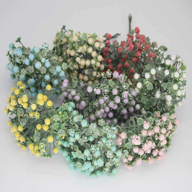 

Artificial Plastic Flower, Small Foam Ball, Tiny Flower, Fake Grass, DIY Gift Box, Decoration Material Accessories, 6 Forks