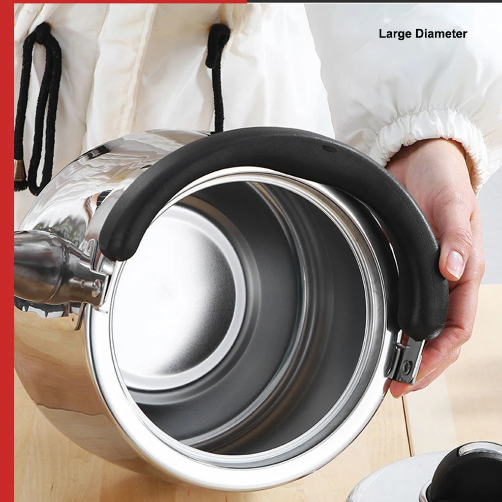 304 Stainless steel whistle kettle, Thickened large teapot for home boiling tea kettle, European style boiling water pot, 3L,