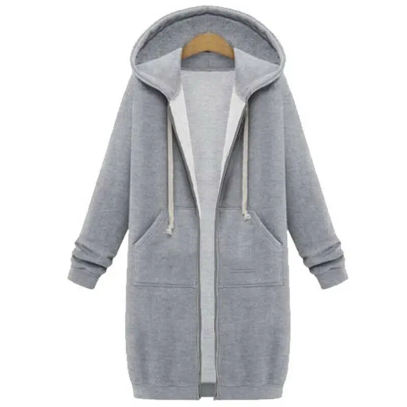 

UK 8-24 Women Autumn Winter Fashion Warm Zipper Open Hoodies Jackets Long Coat Jacket Tops Outwear