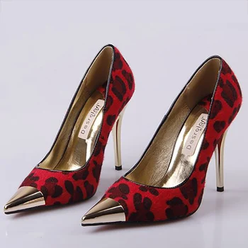 

Pumps Women Shoes Red Leopard High Heels 11cm Patent Leather Sexy Metal Stiletto Fenty Beauty Ladies Party Shoes Big Size 43