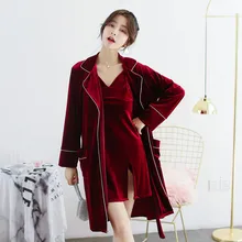 Сексуальные женские велюровые пижамы, наборы, ночной халат, топ на бретелях, Пижамный костюм, зимняя Домашняя одежда из двух частей, ночное кимоно для сна, банное платье