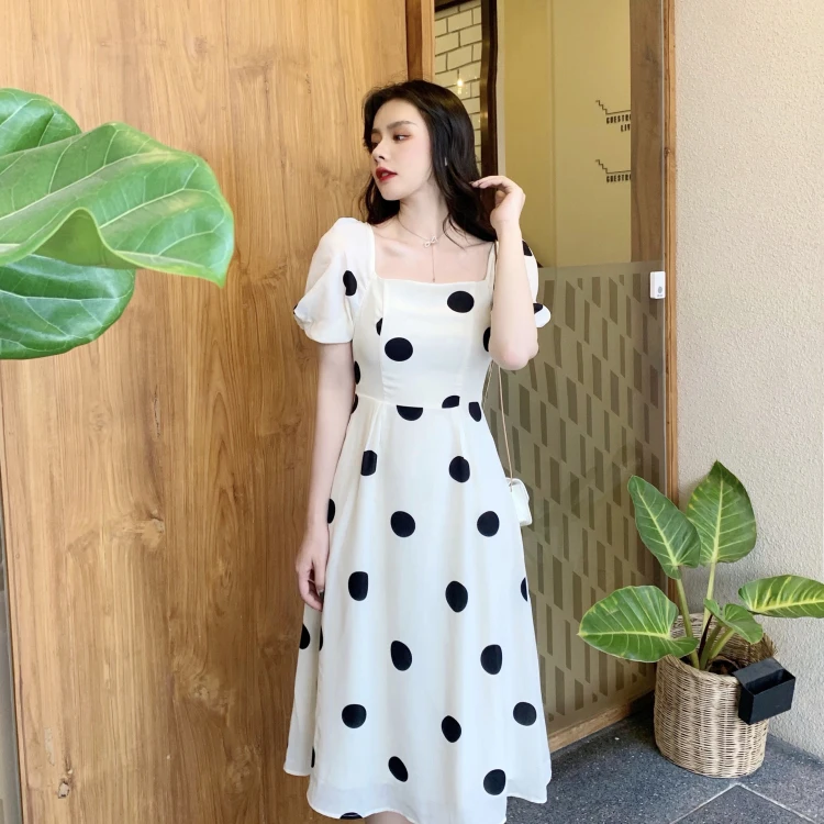 polka dot chiffon dress