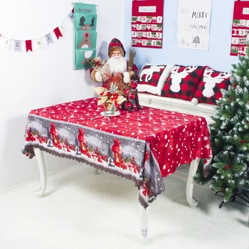 

Christmas Themed Table Cloths Rectangle Printing Tablecloth Dustproof 3D Table Cover Dinner Tablecloth Home Xmas Party Decor