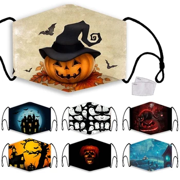 

Halloween Cosplay Adult Print Mask Washable Fabric Mask Funny Mouth Reusable Mask Role-playing Props