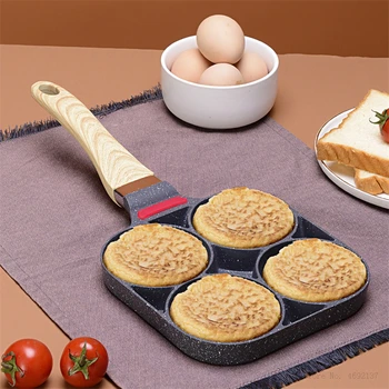 

Four-hole Eggs Pancake Frying Pan Non-stick Omelet Pan for Burger Eggs Ham PanCake Maker Breakfast Kitchen Cooking Pot