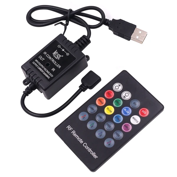 only controller 300 светодиодный SMD 5050 RGB 5V светильник 20 клавишный пульт дистанционного управления DIY Гибкая полоса меняющая цвет светильник ing полоски для ТВ комнаты спальни - Испускаемый цвет: only controller