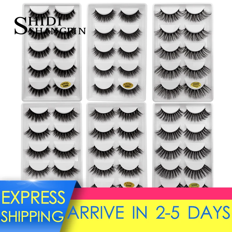 

SHIDISHANGPIN 5 pairs 3d faux mink lashes fluffy wispy eyelashes extension natural long false eye lash makeup tool fake eyelash