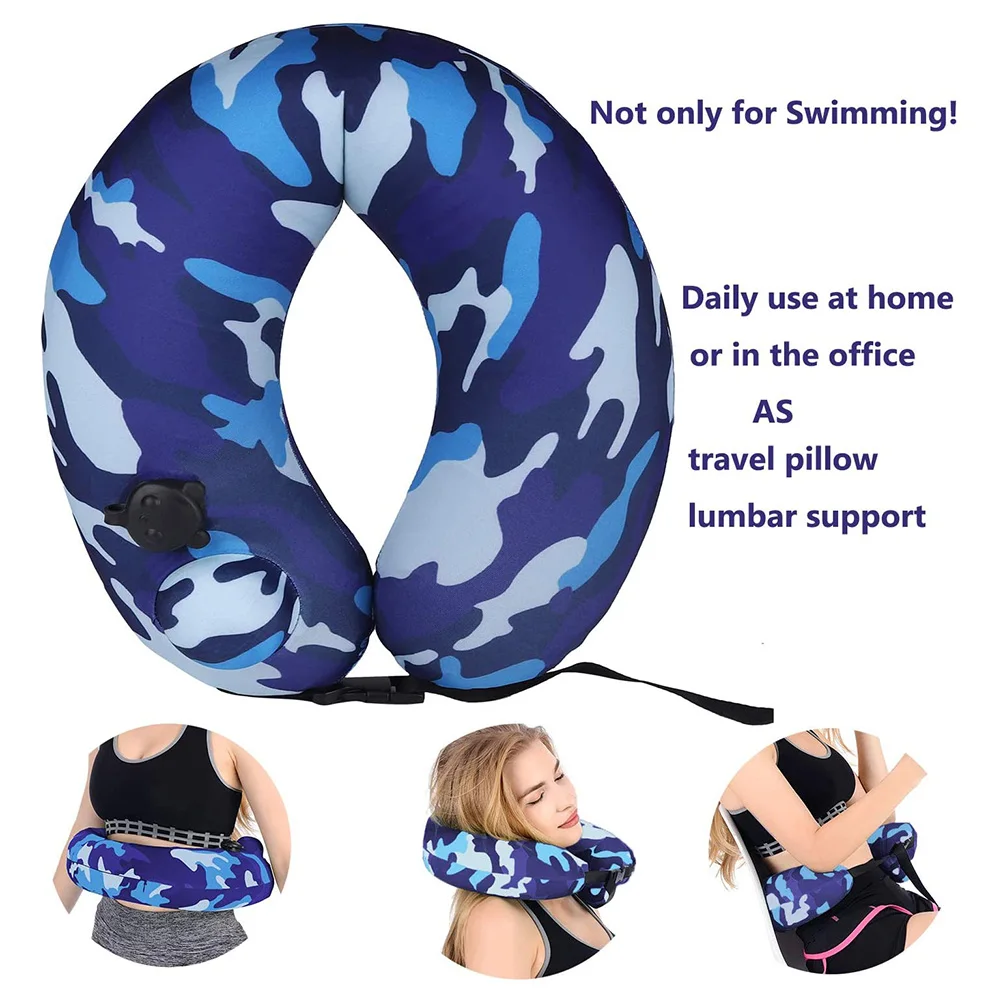 

Newly Portable Swim Trainers Swimming Belt for Kids Adults Inflatable Neck Pillow for Airplane Travel BN99