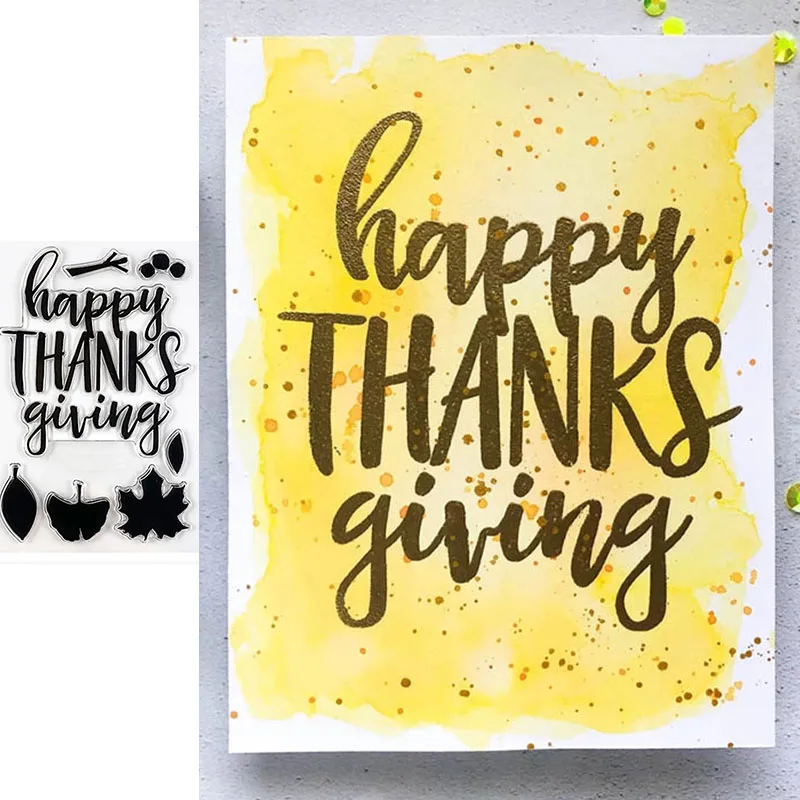 Слова счастливого Thinksgiving прозрачные штампы для скрапбукинга и бумажных открыток новые штампы