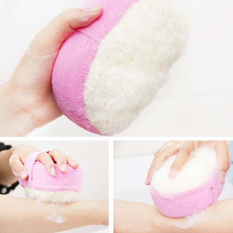 Мочалка из люфы полотенце инструмент для отшелушивания Ванна ЩЕТОЧНЫЕ аксессуары мягкий прочный цвет розовый синий очищающий для лица Хлопок мытье тела