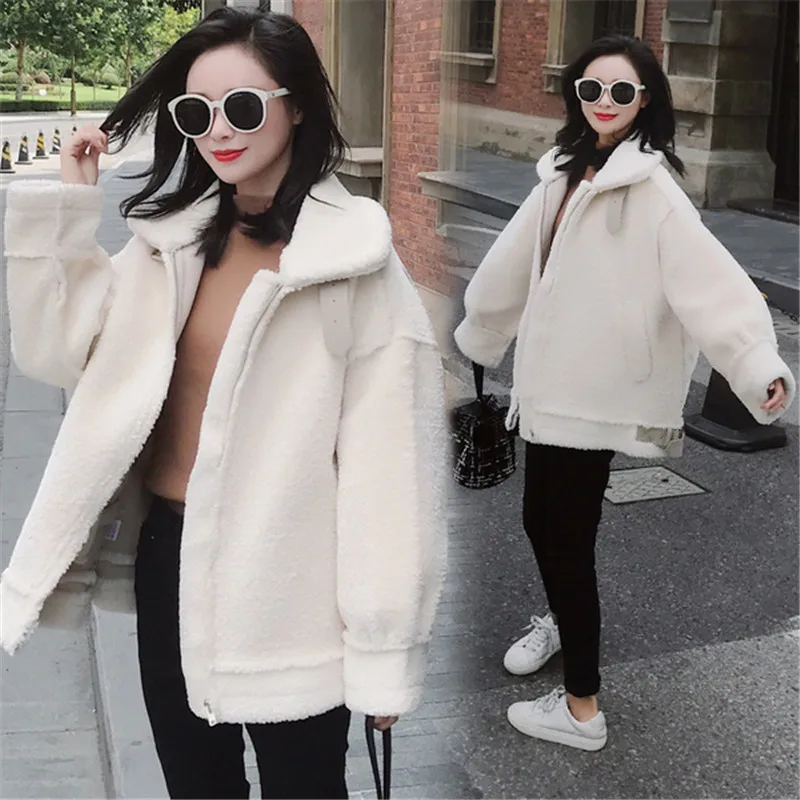 Зимнее женское высококачественное пальто из искусственной овчины, роскошное Свободное пальто, пальто с лацканами, толстое теплое пальто XL, женские плюшевые пальто, парки, теплые
