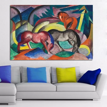 

Franz Marc Three Horses Wall Art Canvas Painting Posters Prints Modern Painting Wall Picture For Living Room Home Decor Artwork
