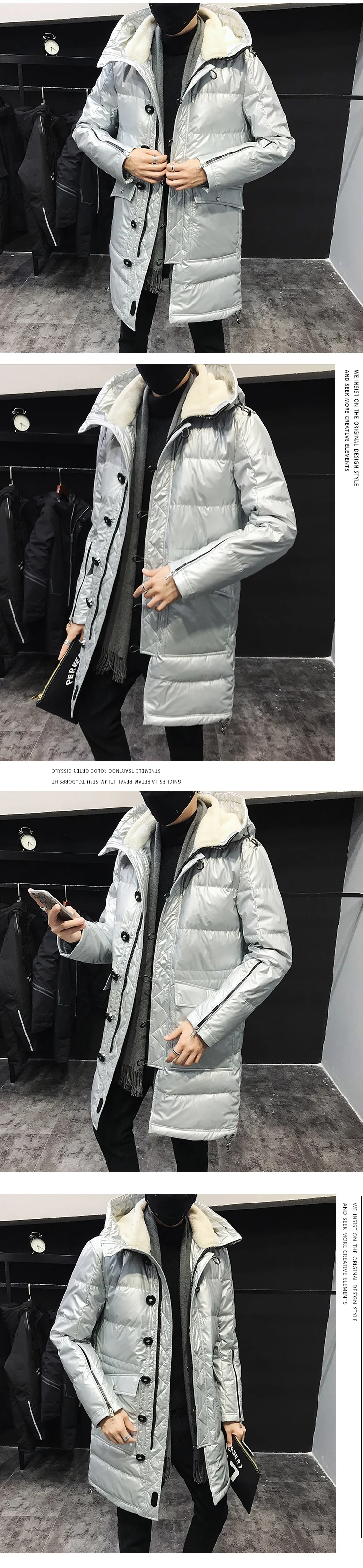 Winter Down Jacket Men's Warm Thick Fashion Parka Men Solid Color Casual Hooded Coat Man Wild Loose Cotton Long Jacket Male