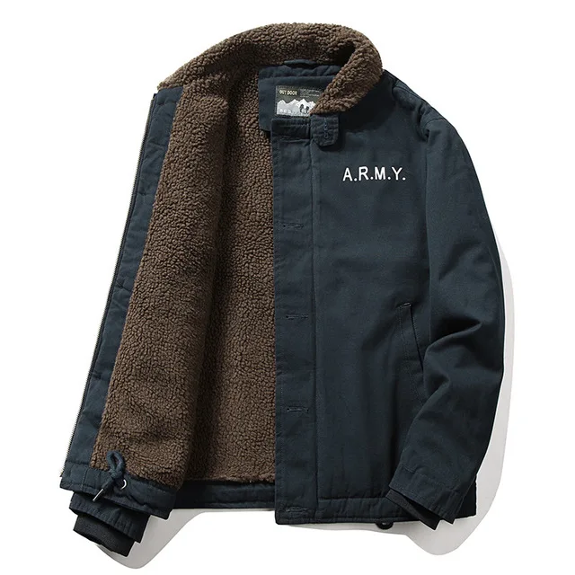 

Jacket Men Imitated Lamb Fur Short Jacket Men Winter Thick Fur Collar Plus Fleece Tooling Bomber Jacket Cotton Jacket Clothes