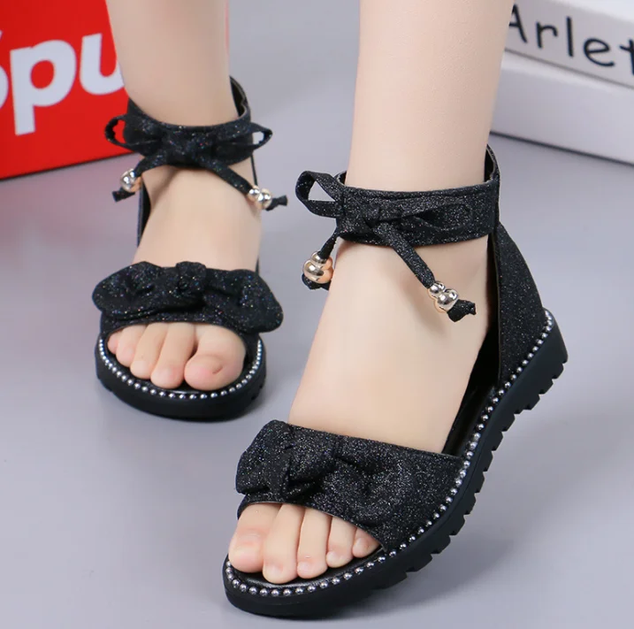New Summer Girls Sandals Fashion Bowknot Zipper Princess Girls Shoes Children Kids Baby Party Flat Sandals - AliExpress