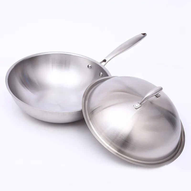 32cm Wok non-stick pan 304 stainless steel less smoke multi-function household wok induction cooker gas for | Дом и сад