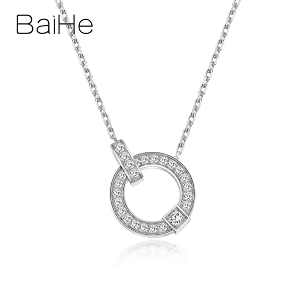 BAIHE Solid 18K розовое золото Сертифицированный H/SI 0.19ct натуральные бриллианты свадебные женские модные ювелирные изделия Подарочные ожерелья