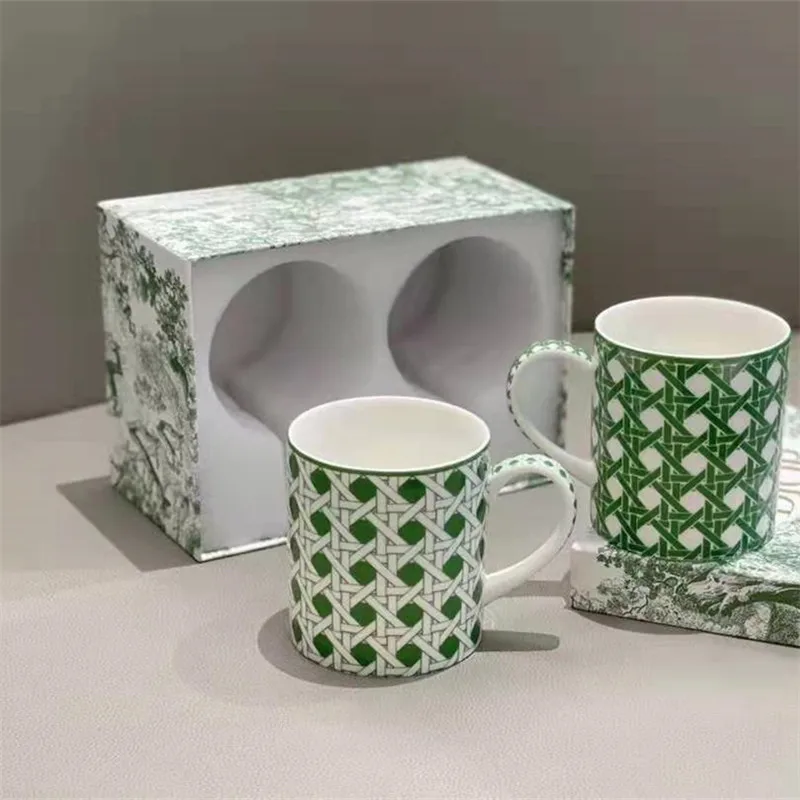 

Ceramics Mugs Double Cups Set With Gift Box Bone China Porcelain Birthday Present For Tea Milk Coffee Water Useful Luxury 350ML