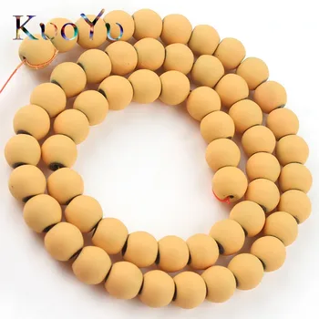 

Matte Dark Yellow Rubber Hematite Stone Beads Round Loose Bead For Jewelry Making Natural Stone Diy Bracelet Accessories 4/6/8MM