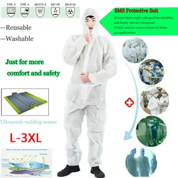 

Reusable Three-layer Anti-virus Coverall Hazmat Suit Protection Protective Disposable Bacterial Medical Isolation Wear
