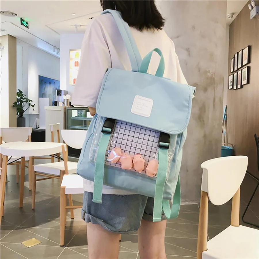 Harajuku водонепроницаемый прозрачный рюкзак из ткани Оксфорд для женщин