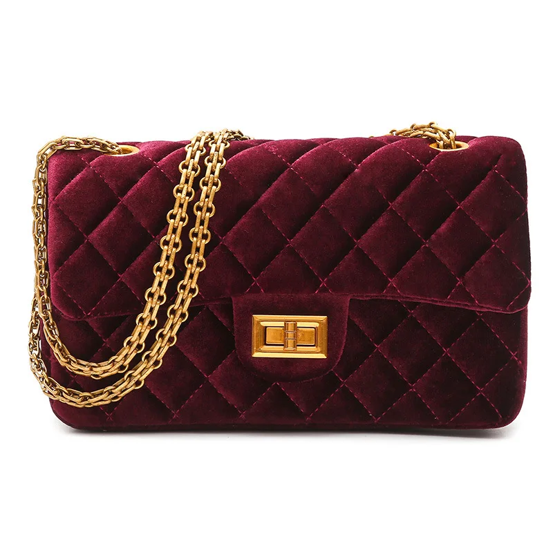  Jollque Womens Quilted Handbags Designer Shoulder Bag Vintage Velvet Chain Plaid Messenger Large Cr - 4000037687705