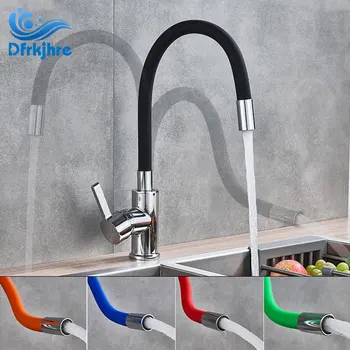 

Kitchen Sink Faucet Colorful Flexible Neck Universal Pipe Hot Cold Mixer Tap For Kitchen Deck Mounted Bathroom Kitchen Tap