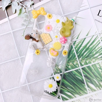 

DIY Case for iPhone Se2 Handmade Creamy Phone Cover iP11 pro max 3D rabbit Mobile Shell ip7/8 plus 6s+ cute candy food XS MAX XR
