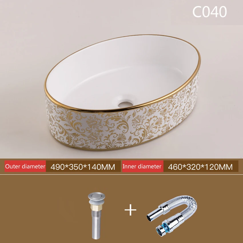Керамическая раковина для ванной комнаты, европейский стиль, роскошная раковина для умывальника, раковина для ванной, комбинированная слив, высокое качество
