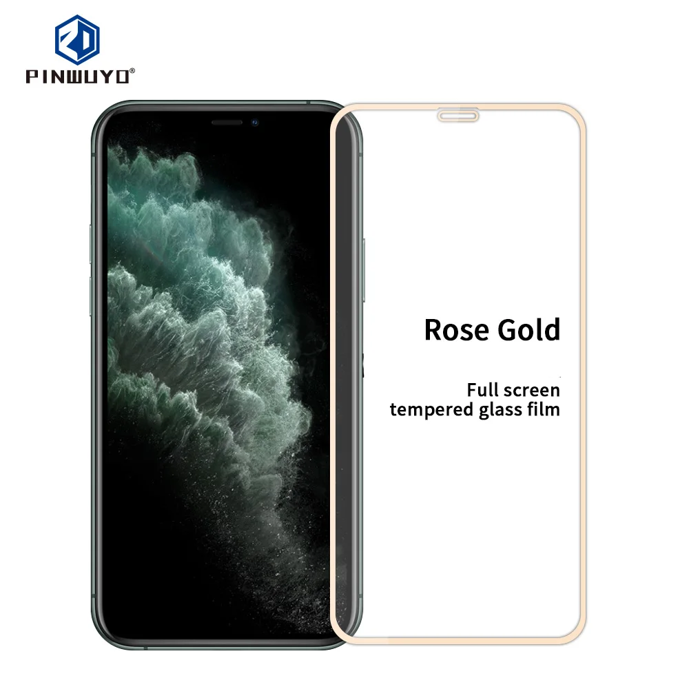 Защитное стекло PINWUYO для iPhone 11 Pro Max, закаленное стекло для iPhone 11 Pro 11Pro, полное покрытие для iPhone 11MAX 9H - Цвет: Rose Gold