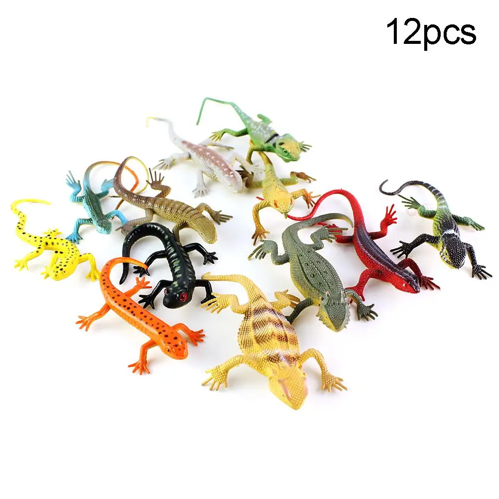 

12Pcs Mini Simulation Lizard Gecko Animal Models Magic Trick Kids Education Toys figures figurines set