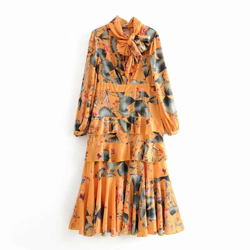 

2020 Spring New Style WOMEN'S Dress Western Style Fashion Trend of the Wind Floral Printed Dress A9ms2617