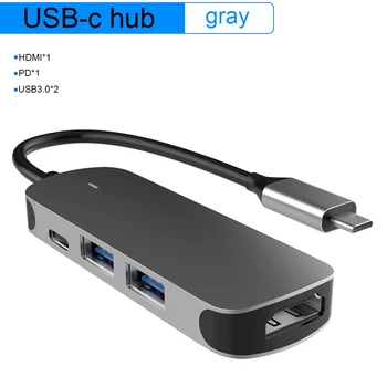 

5 in 1 USB Hub Type C to HDMI VGA USB3.0 RJ45 Adapter For MacBook For Samsung S8/S9/s10 For Huawei P30 Pro Usb C Adapter