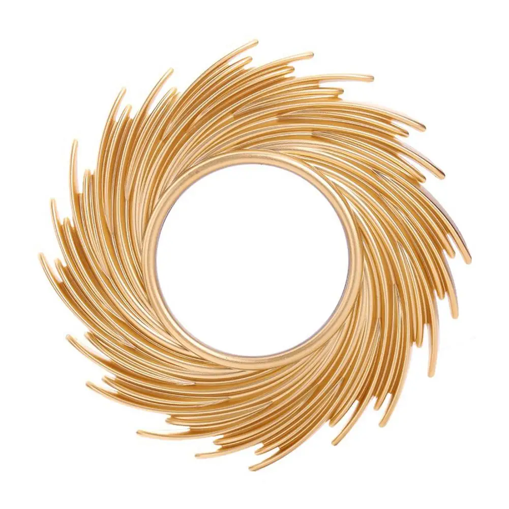 

Nordic Sun Shape Decorative Mirror Rattan Innovative Art Decoration Round Makeup Mirror Dressing Bathroom Wall Hanging Mirror