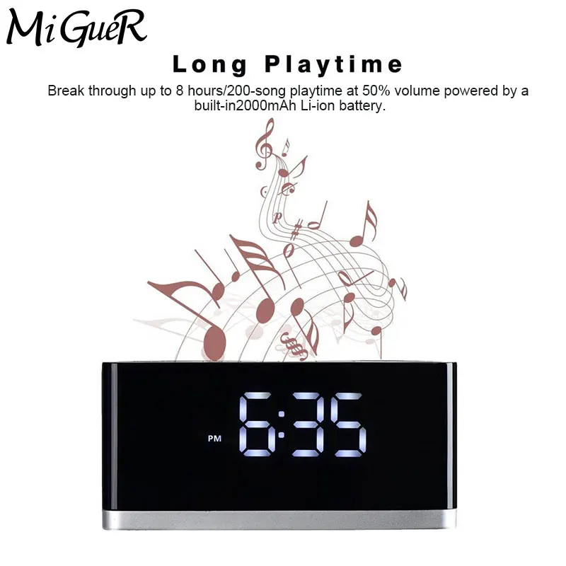 MUSKY DY27 HIFI беспроводной Bluetooth динамик светодиодный экран Будильник Радио AUX Hands free