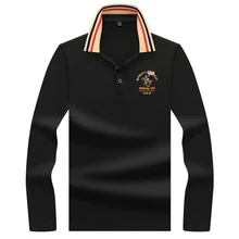 Polo de manga larga para hombre, camiseta informal de alta calidad, de algodón bordado, a la moda, de talla grande, para invierno