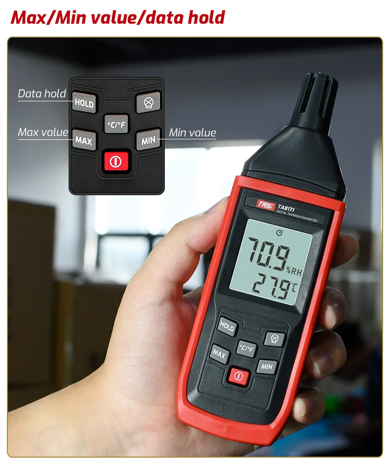 Hygromètre Numérique TFA Dostmann - Mesure Température (-50°C à +70°C) Et Humidité (10-99%) - Écran Rétroéclairé, Mémoire Min/max - 8