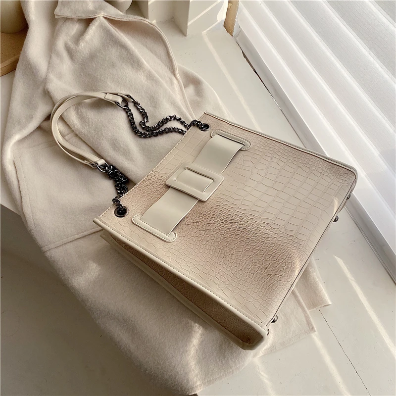 Женская сумка из мягкой кожи высокого качества, женская сумка через плечо, роскошная брендовая сумка для покупок, женские сумки на цепочке - Цвет: Белый