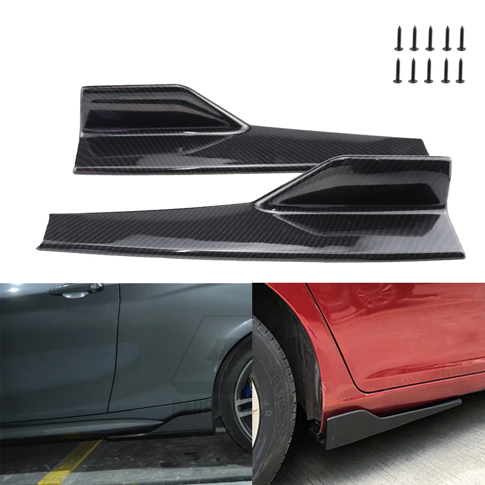 1 Pair Car Universal 45cm Side Skirt Rocker Splitter Kit Winglet Wing Lip Bumper Black/Carbon Fiber Diffuser Extension Panel