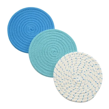

Pot Holder Woven Cotton Thread Hot Pot Holder Set (Set of 3) Stylish Coasters, Thermal Pads, Heat Pads, Spoon Pedals Suitable fo