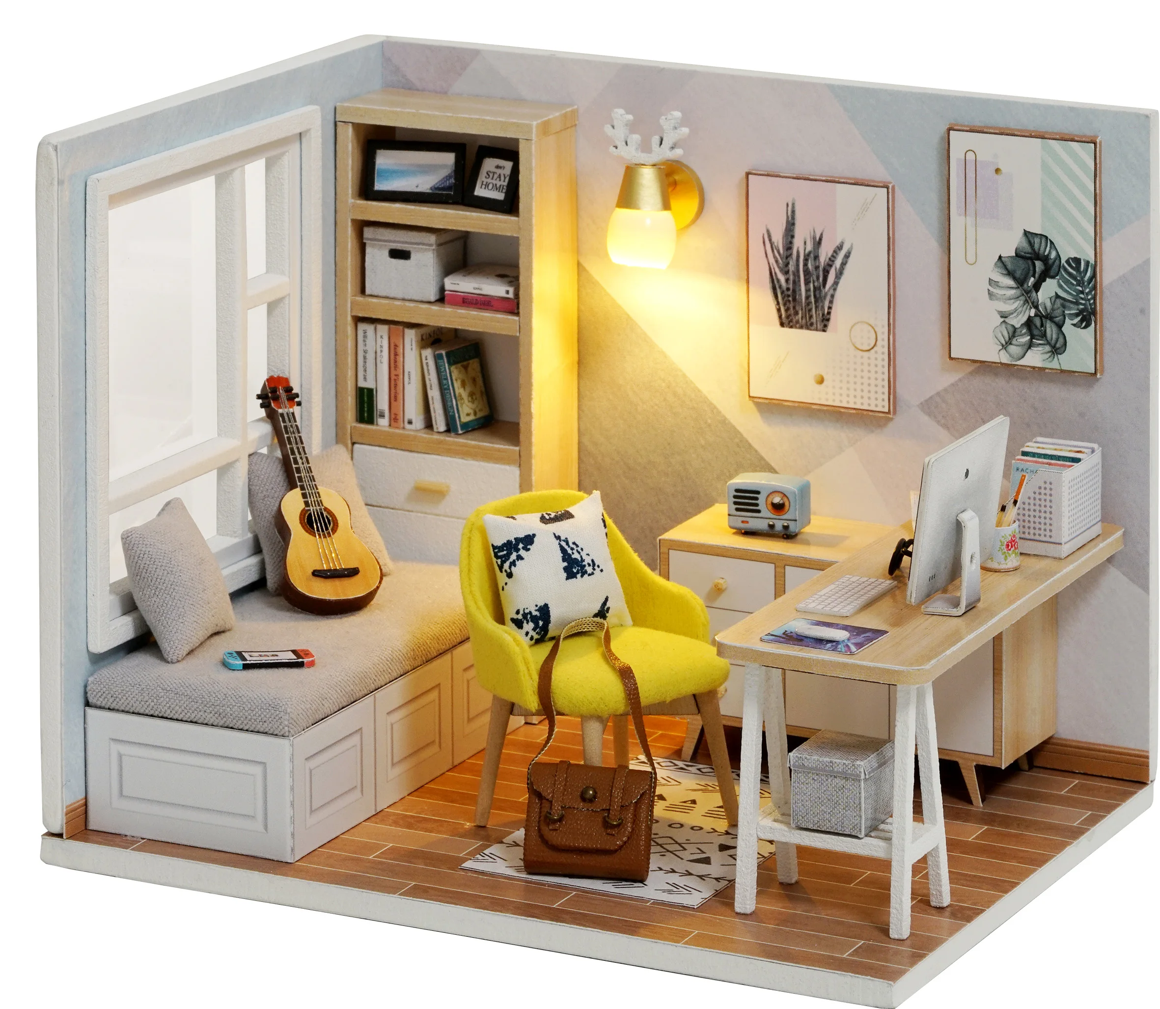 Ice Cream Shop Dollhouse Miniature with Furniture,DIY 3D Wooden Doll House Kit Scenes Style Plus with Dust Cover and LED,1:24 Scale Creative Room Idea Best Gift for Children Friend Lover BM522 