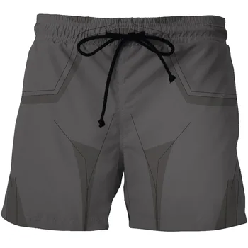 

Digital print men's quick - dry beach shorts cartoon animation print on both sides pocket casual shorts