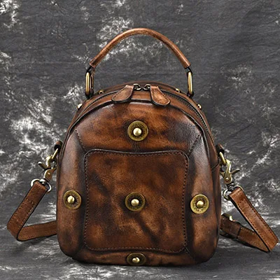 AETOO новая ручная раскраска женская кожаная сумка на одно плечо слойная воловья кожа винтажная сумка - Цвет: Retro Coffee