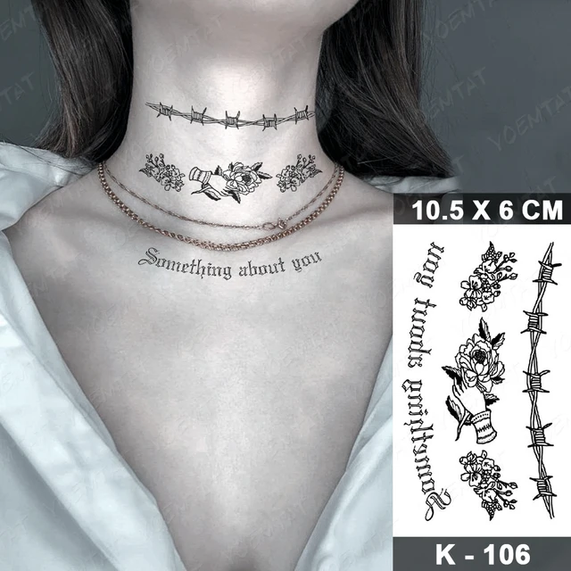 Waterproof Temporary Tattoo Sticker Small Simple Line Flower Flash Tatoo Cute Leaf Finger Wrist Fake Tatto For  Body Art Women 50-K106