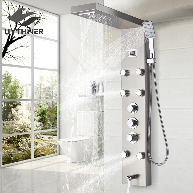 VEVOR Shower Panel Tower System Stainless Steel Column Rainfall Head