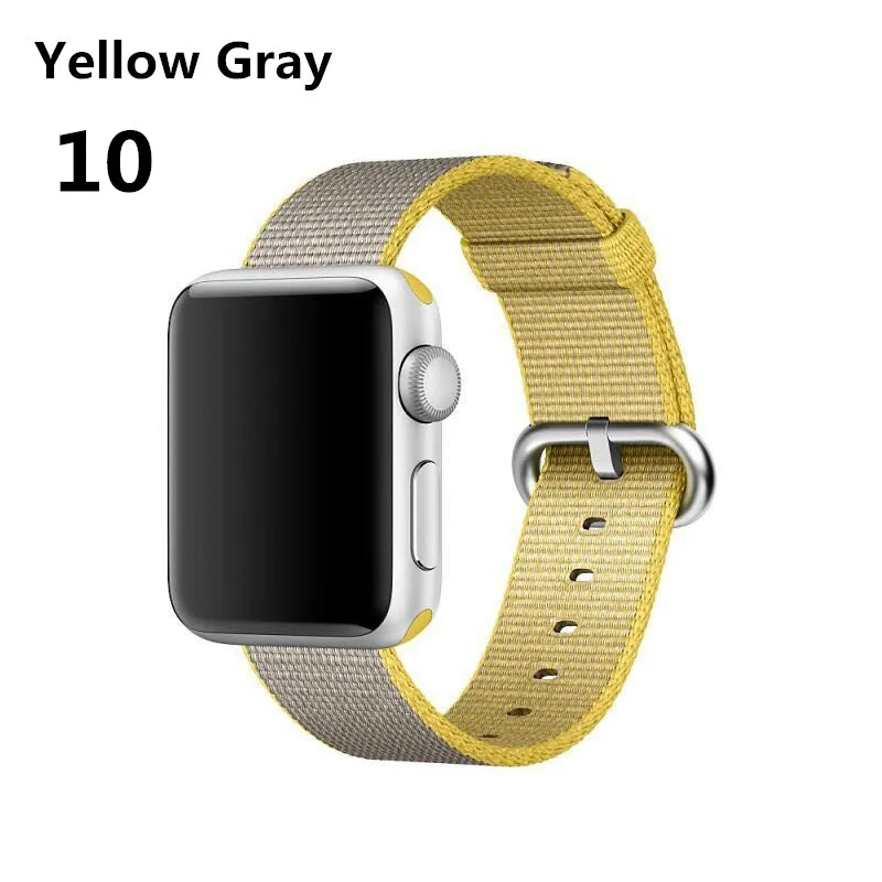 Yellow Gray 10 Старый клиент nato ремешок для Apple Watch band 5 4 44 мм/40 мм 3 iwatch band 42 мм 38 мм correa тканый нейлоновый ремешок - Цвет ремешка: Yellow Gray 10