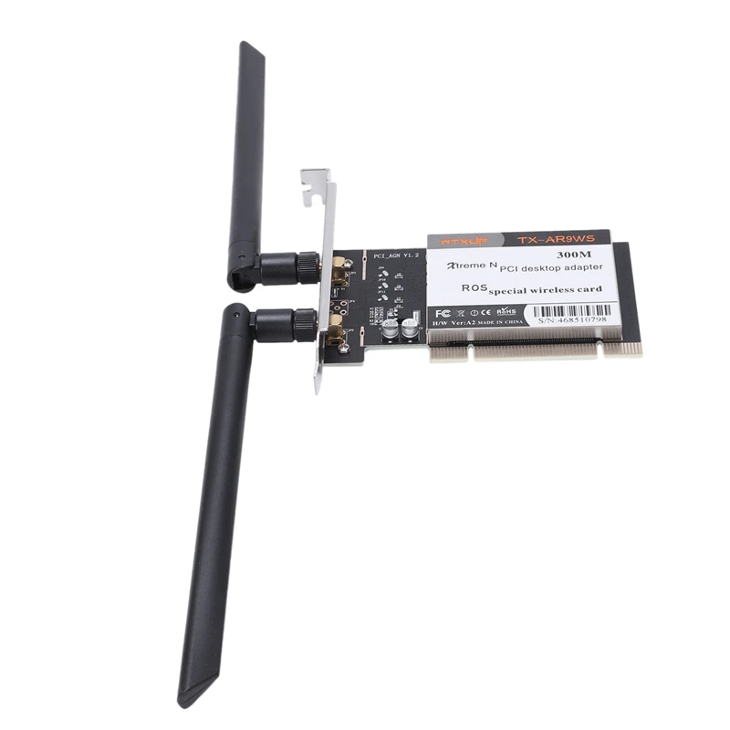 AR9220 802.11A/B/G/N 2,4 ГГц/5 ГГц 300 Мбит/с Настольный PCI беспроводной адаптер Wi-Fi сетевая карта для ROS/Windows 7/8/10