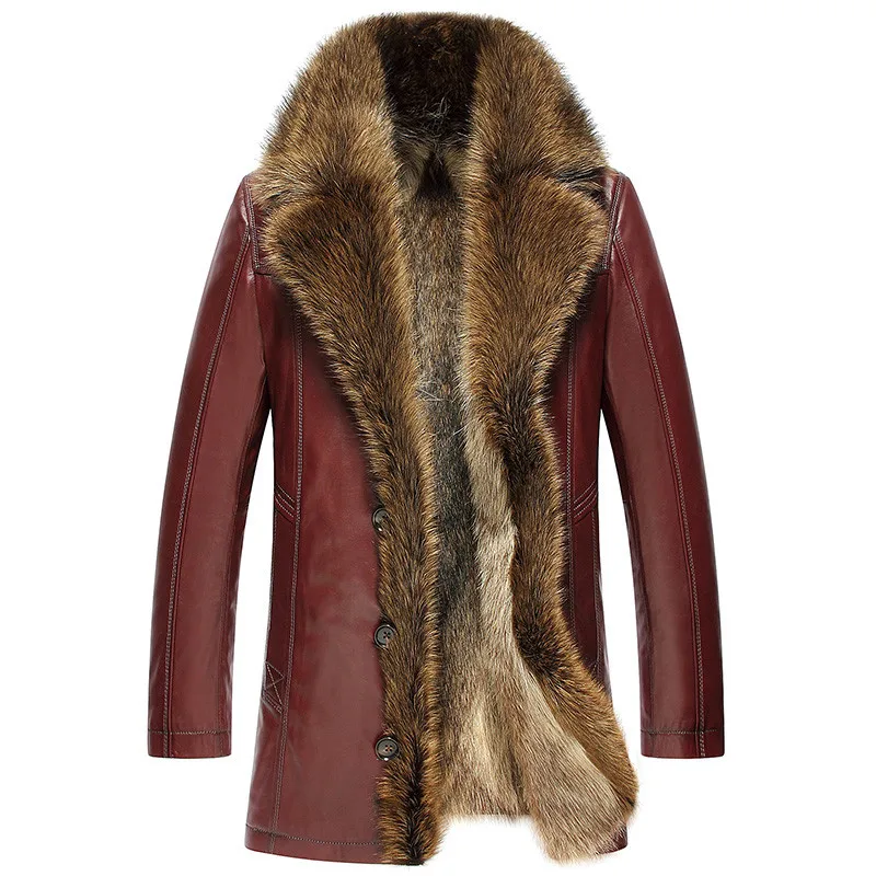 Мужская куртка из натуральной кожи, зимняя куртка, пальто из натурального меха енота, мужская одежда, винтажное пальто из овчины размера плюс, Erkek mon 3649